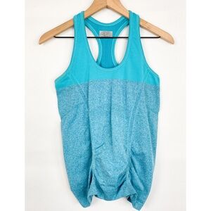 Athleta Color Block Fast‎ Track Ruched Tank Top, Bora Bora Blue Heather - Size S